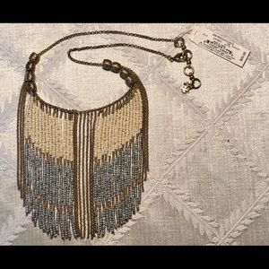 Lucky Brand Necklace -Gold Grey White Bead Strands